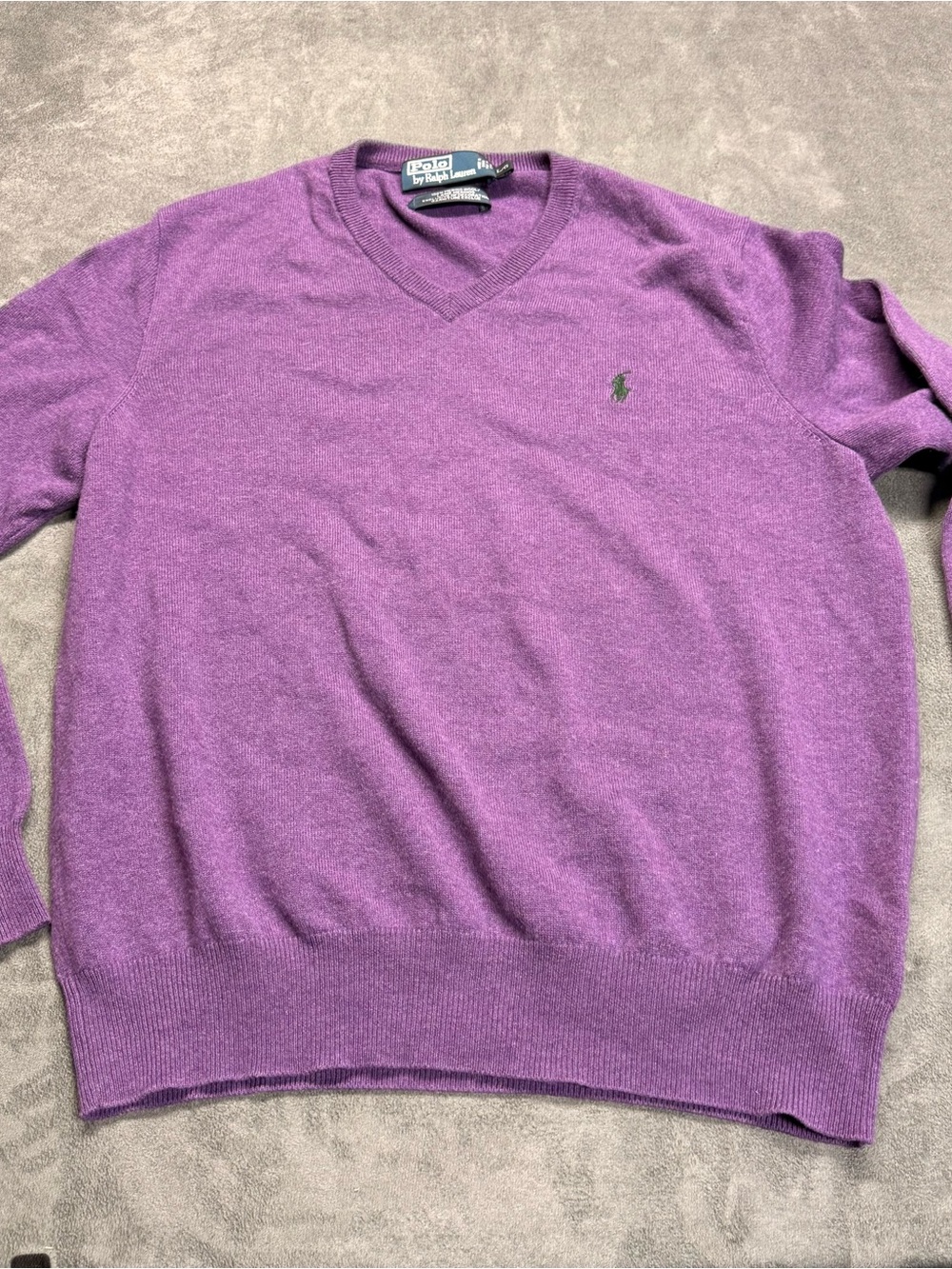 Polo Purple Merino Vneck Sweater